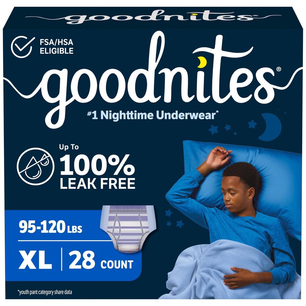 New GoodNites Boys Nighttime Underwear Extra Large, 28 Ct